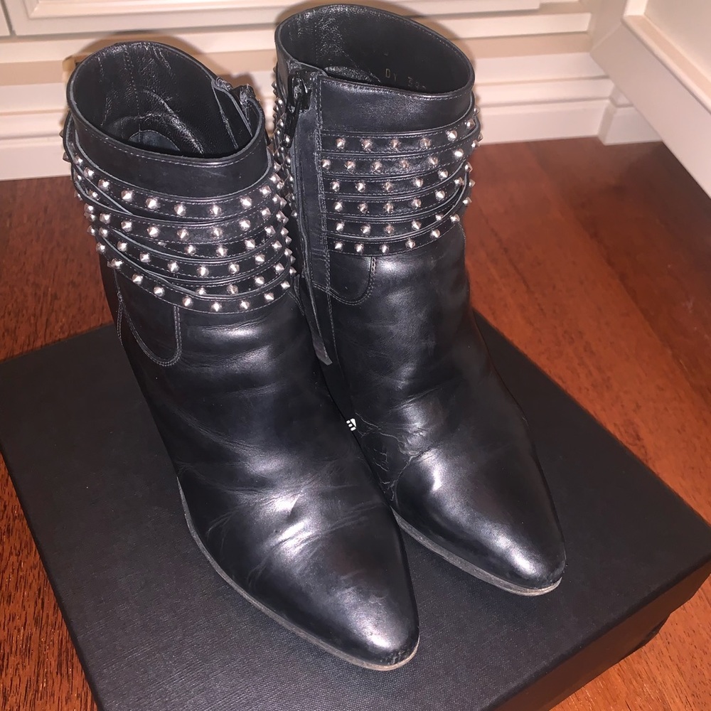Saint Laurent French 75 Studded Strap Booties